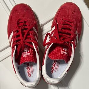 Adidas Red and White Suede Shoes